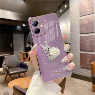 พร้อมส่ง เคสโทรศัพท์มือถือแบบนิ่ม กันกระแทก แต่งพลอยเทียม ลายกระต่าย 3D หรูหรา สําหรับ VIVO Y78 5G Y78 2023 เคส Phone Case