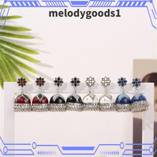 MELODYGOODS1 ต่างหูห่วง ประดับพู่ สไตล์วินเทจ ยิปซี