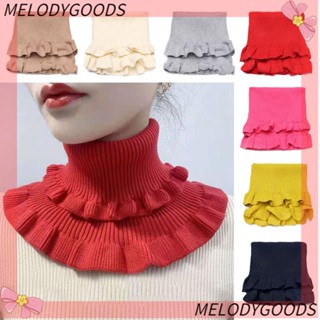 MELODG Knitted Fake Collar Women Detachable Warm With Wooden Ears Turtleneck