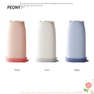 Peonypavilion ที่วางสบู่ซิลิโคน ABS แบบพกพา กันรั่วซึม สีฟ้า ขาว ชมพู สําหรับโรงแรม 3 ชิ้น