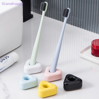 Standhappy ใหม่ ชั้นวางแปรงสีฟันเซรามิค ทรงสามเหลี่ยม สําหรับห้องน้ํา