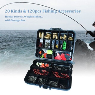 Fishi 24 ช่องตกปลาชุดเครื่องมือ Tackle Box Full Loaded Lure Bait Hooks Sinker