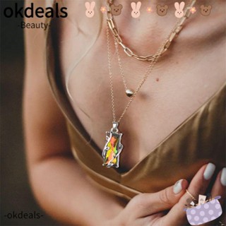 OKDEALS สร้อยคอโซ่ยาว จี้ใบไม้ แก้วคริสตัล เครื่องประดับ