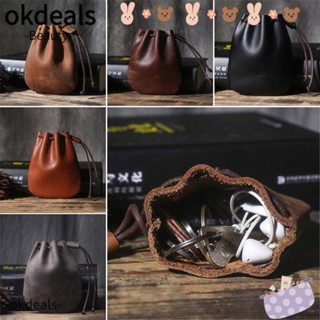 Okdeals กระเป๋าสตางค์หนัง มีเชือกรัด ทนทาน หลากสีสัน