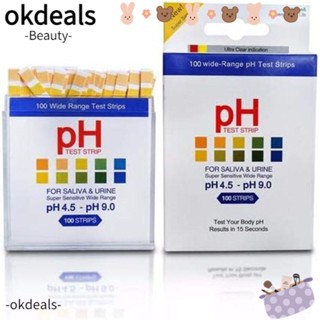 Okdeals กระดาษทดสอบค่า pH 100ct ความแม่นยําสูง 4.5-9.0 pH ความไวสูง สําหรับร่างกาย และความเป็นด่าง