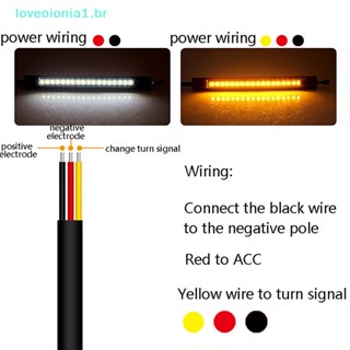 Loveoionia1 แถบไฟเลี้ยว LED DRL สีเหลืองอําพัน 12V สีขาวอําพัน สําหรับรถจักรยานยนต์ 1 ชิ้น