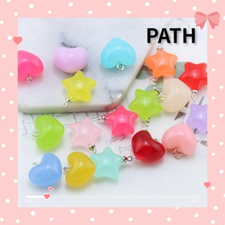 Path พวงกุญแจ จี้รูปหัวใจ แฮนด์เมด สีแคนดี้ สําหรับทําเครื่องประดับ สร้อยข้อมือ DIY 10 ชิ้น