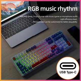 K98 คีย์บอร์ดเล่นเกม แบบใช้สาย Type-C มีไฟแบ็คไลท์ RGB สําหรับเดสก์ท็อป PC