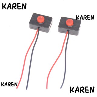 KAREN ปุ่มกดสวิตช์เปิดปิด 24V ขนาดเล็ก ติดตั้งง่าย สําหรับรถยนต์ 2 ชิ้น