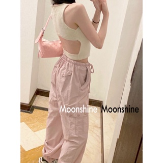 Moon  กางเกงขายาว คาร์โก้ กางเกง เชือกอเมริกันคลาสิค Cargo pants 2023 NEW 072502 Beautiful Korean Style ins Comfortable A20M01Z 36Z230909