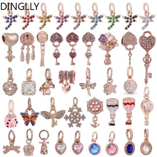 Dinglly จี้รูปหัวใจ ประดับพลอยเทียม สีโรสโกลด์ และผีเสื้อ