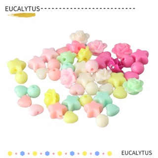 EUTUS ลูกปัดอะคริลิค รูปดอกกุหลาบ และหัวใจ สีแคนดี้ สีพาสเทล สําหรับสร้อยข้อมือ 732 ชิ้น