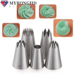 Myronghd 5 ชิ้น หัวฉีดไอซิ่ง DIY เบเกอรี่ ขนม เคล็ดลับ สเตนเลส อุปกรณ์ครัว เบเกอรี่ แม่พิมพ์