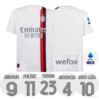 เสื้อกีฬาแขนสั้น ลายทีม Ani 2023-2024 AC Milan Giroud Leao Tomori พลัสไซซ์