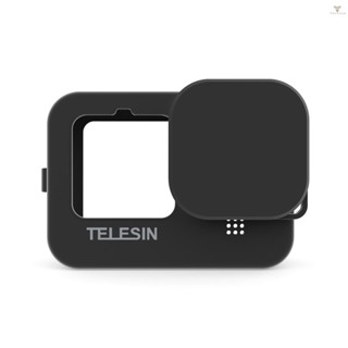 Fw TELESIN Action Camera Protective Case Cover Soft Silicone with Lens Cap Lanyard Protection Accessories Replacement for   9 10 Black Camera