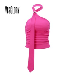 Vesglory เสื้อกล้าม เปิดไหล่ พิมพ์ลาย สีคอนทราสต์ แฟชั่น สําหรับผู้หญิง 2023