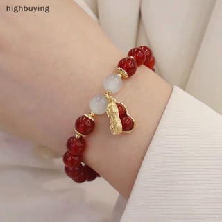 [highbuying] ปีใหม่ สร้อยข้อมือ ลูกปัดนําโชค หรูหรา ลูกปัดสีแดง ถั่วลิสง จี้ เสน่ห์ กําไลข้อมือ สไตล์จีน เครื่องประดับ สําหรับผู้หญิง เทศกาล ของขวัญ สินค้าใหม่