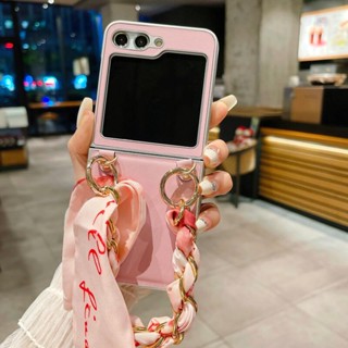 เคสโทรศัพท์มือถือหนัง PU ฝาพับ กันกระแทก หรูหรา พร้อมสายคล้องมือ สําหรับ Samsung Z Flip 5 4 3