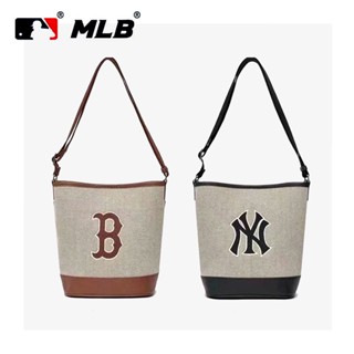 Mlb กระเป๋าสะพายไหล่ ผ้าแคนวาส ปักลายโลโก้ NY สไตล์เรโทร