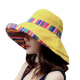 Bucket Hat Women Double-Sided Foldable Big Wide Brim Sunscreen Anti-UV Sun Cap