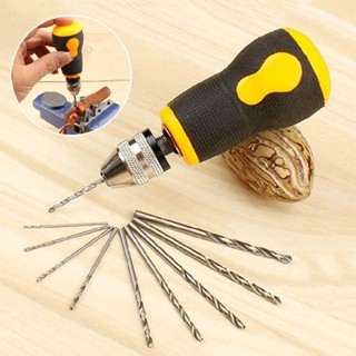 New Micro Mini Portable Small Hand Drill + 10pcs Drill Bits 0.8-3.0mm Tool Set