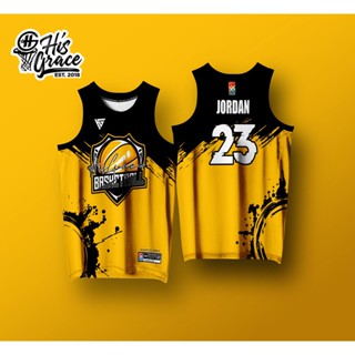 เสื้อกีฬาบาสเก็ตบอลแขนสั้น ลายทีม HISGRACE V2 HG CONCEPT Jersey FULL SUBLIMATION สีเหลือง