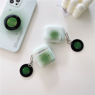 เคสหูฟังบลูทูธ TPU พร้อมพวงกุญแจ สีเขียว สําหรับ AirPods 1 2 Pro 3