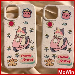 Mowin - เข้ากันได้สำหรับ เคสไอโฟน เคสไอโฟน11 เคส iphone 11 เป็นมิตรกับสิ่งแวดล้อมเคสย่อยสลายได้นุ่มสีขาวกันกระแทกป้องกันแมวน่ารักขี่มอเตอร์ไซค์เข้ากันได้กับ iPhone 13 Pro max 12 Pro Max 11 XS XR 7 8