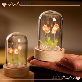 Jy1 โคมไฟตั้งโต๊ะ LED รูปดอกทิวลิป ใช้แบตเตอรี่ แฮนด์เมด คุณภาพสูง DIY สําหรับของขวัญ วันครบรอบแต่งงาน