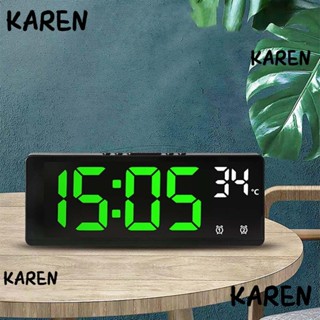 Karen นาฬิกาปลุกดิจิทัล LED บอกอุณหภูมิ ปฏิทิน สําหรับตกแต่งบ้าน