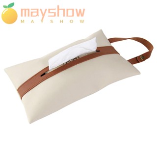 Mayshow กล่องทิชชู่ หนัง PU ทรงสี่เหลี่ยม สไตล์นอร์ดิก สําหรับแขวนในรถยนต์ ห้องนอน