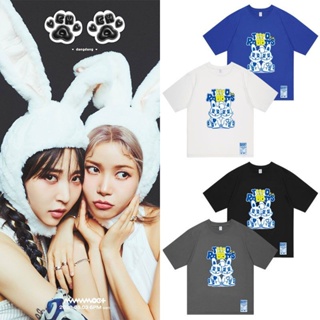 เสื้อยืดแขนสั้นลําลอง คอกลม ผ้าฝ้าย พิมพ์ลาย Kpop MAMAMOO+ TWO RABBITS สําหรับผู้ชาย และผู้หญิง