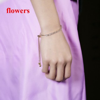 Flowers สร้อยข้อมือ จี้รูปดอกไม้ 3 สี สําหรับผู้หญิง