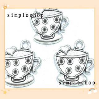 Simple จี้แก้วกาแฟ ชา อัลลอย สีเงิน สําหรับทําเครื่องประดับ DIY 50 ชิ้น