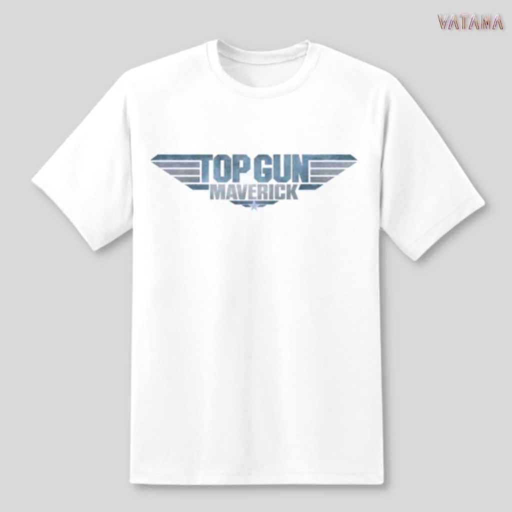 VATANA - เสื้อยืดแขนสั้น สีขาว พิมพ์ลาย Logo Top Gun Maverick