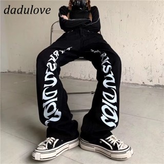 DaDulove💕 New American Ins High Street Retro Letter Jeans Niche High Waist Wide Leg Pants Large Size Trousers