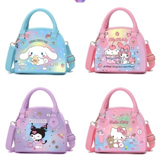 SANRIO กระเป๋าสะพายไหล่ กระเป๋าถือ หนัง PU กันน้ํา ลายการ์ตูนอนิเมะ My Melody Cinnamoroll Kuromi Hello Kitty สําหรับสตรี