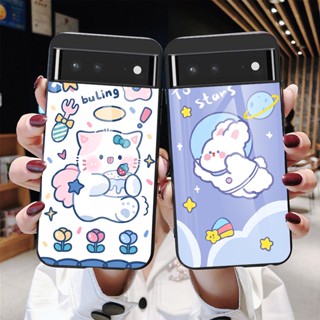 เคสโทรศัพท์มือถือแบบแก้ว กันกระแทก ลายการ์ตูนน่ารัก สําหรับ Google Pixel 4A 5A 6A 4XL Pixel 6 7 Pro