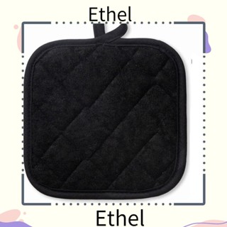 Ethel1 แผ่นฉนวนกันความร้อน ผ้าฝ้ายหนา ทรงสี่เหลี่ยม 6.9 นิ้ว ทนทาน กันลวก สีดํา สําหรับเตาอบ ห้องครัว 12 ชิ้น