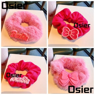 Osier1 ที่คาดผมหางม้า ผ้ากํามะหยี่ แบบยืดหยุ่น สีชมพู สําหรับตุ๊กตาบาร์บี้