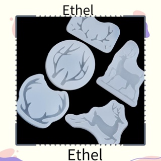 Ethel1 แม่พิมพ์ซิลิโคน อีพ็อกซี่ รูปเขากวาง สําหรับทําจี้ดินน้ํามัน คริสต์มาส