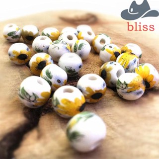 Bliss ลูกปัดเซรามิค รูปดอกทานตะวัน 10 มม. สําหรับทําสร้อยคอ สร้อยข้อมือ DIY