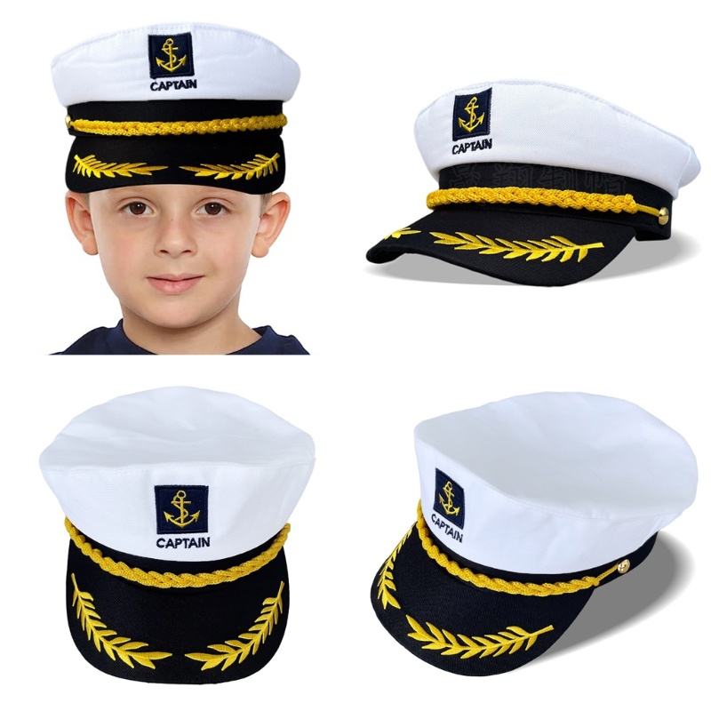 Cadiling Yacht Captain Hat Navy Marine Hat Adjustable Sailor Captain Costume Boat Navy
