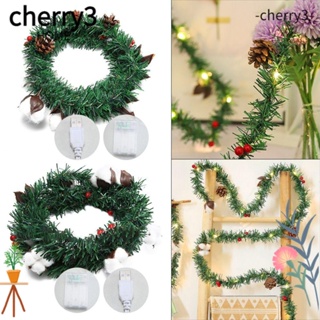 Cherry3 สายไฟหิ่งห้อย LED 20 ดวง ผ้าฝ้าย ใช้แบตเตอรี่ 2 เมตร สําหรับตกแต่งสวน คริสต์มาส กลางแจ้ง