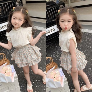 PRETTY BABY🧸พร้อมส่ง🧸ชุดเซ็ทเด็กผู้หญิง เสื้อ+กระโปรงกางเกง ชุดสำหรับเด็กผู้หญิง(866)