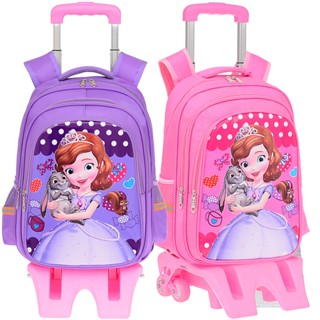 Elementary School Student Trolley School Bag Girl Cute Princess Grade 1, 2, 3, 4, 5, 6 Detachable Children Trolley School Bag vrLT