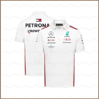 เสื้อยืดโปโลแขนสั้น ลายทีมแข่งรถ Mercedes AMG Petronas F1 สีขาว พลัสไซซ์ HQ1 2023 สําหรับผู้ชาย และผู้หญิง QH1