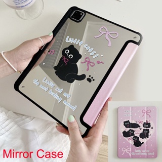 เคสกระจกอะคริลิคแข็ง ลายแมวดํา สําหรับ IPad Mini6 IPad5 6 7 8 9 10 Air Air1 Air2 Air3 Air4 Air5 10.9 นิ้ว Pro10.5 IPad10.2 นิ้ว Pro11 Pro12.9 2018 2020 2021 2022