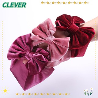 Clever ที่คาดผม ผ้ากํามะหยี่ ประดับโบว์ แฮนด์เมด สีพื้น สไตล์วินเทจ แฟชั่นฤดูหนาว สําหรับเด็กทารกแรกเกิด 2023