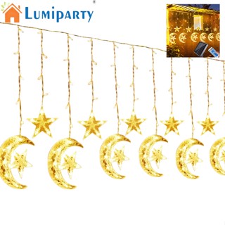 Lumiparty ม่านไฟ รูปดวงจันทร์ ดาว พลังงานแสงอาทิตย์ 8 โหมด สําหรับตกแต่งสวน บ้าน คริสต์มาส